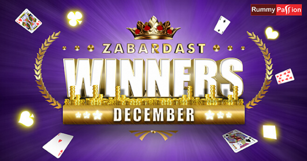 Heartiest Congratulations to December 2020 Winners at Rummy Passion