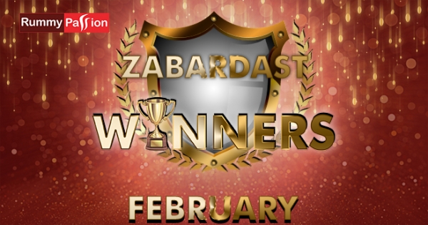 Top winners of February 2018 Leaderboard at Rummy Passion
